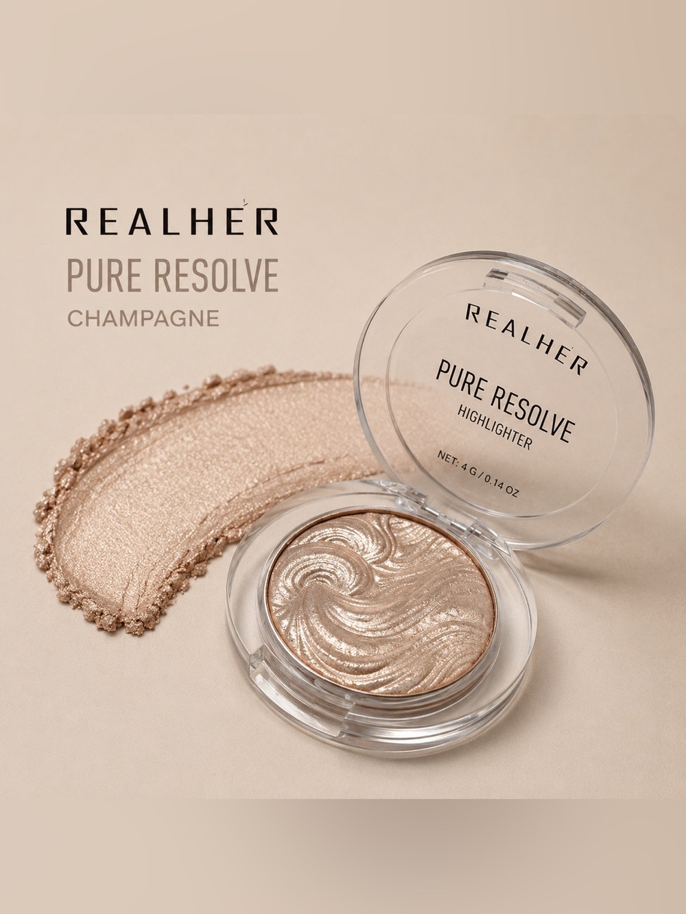 RealHer Pure Resolve Highlighter - Champagne Beige Glow